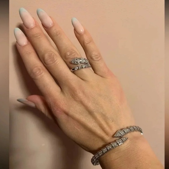 Serpenti Snake Crystal Silver Cuff Bracelet brand - Picture 3 of 7